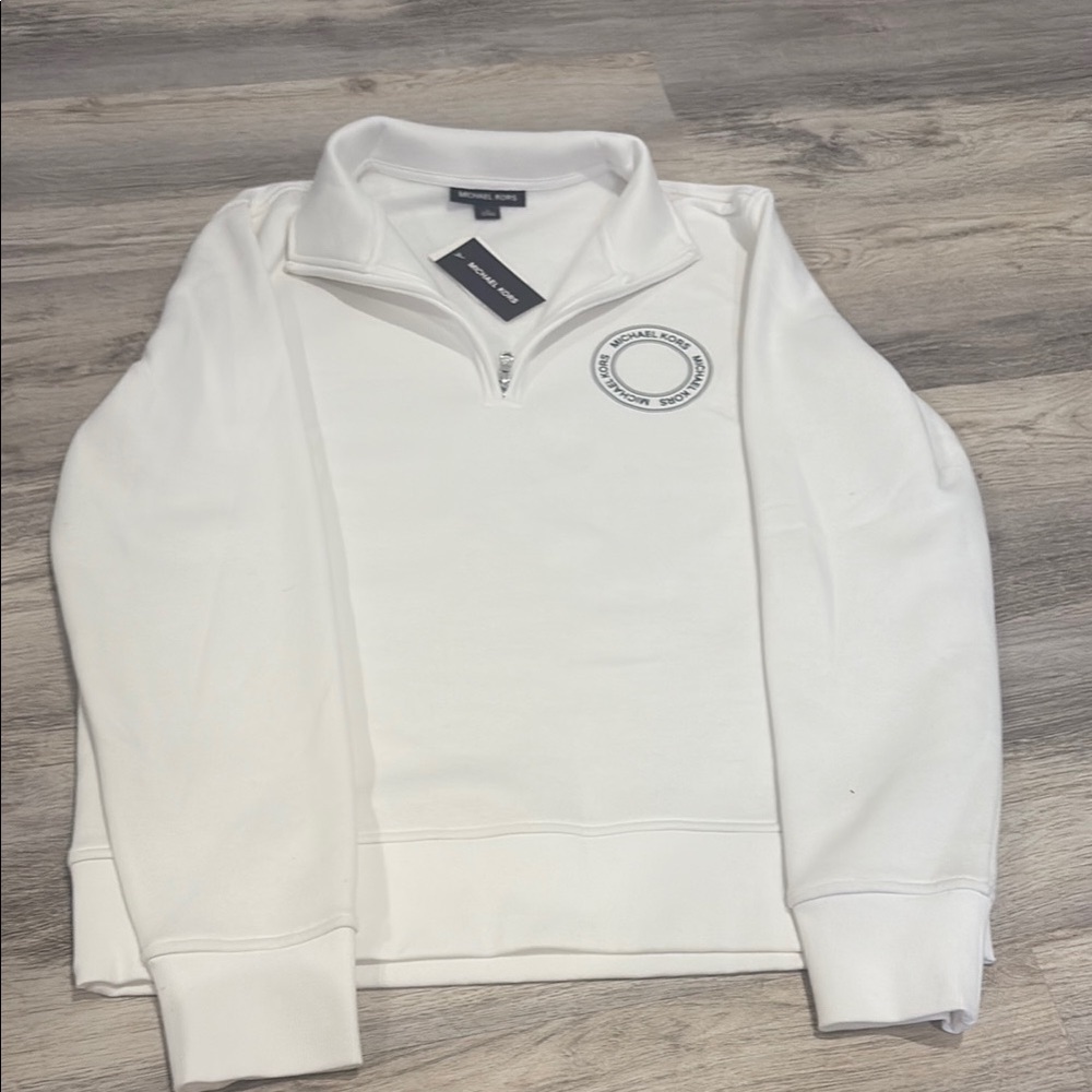 Michael Kors White Zip Up Sweater Classic Design